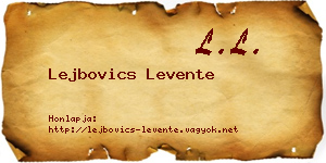 Lejbovics Levente névjegykártya